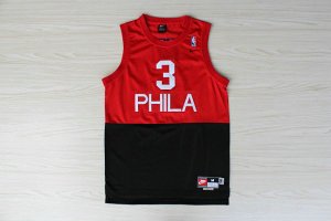Maillot De Basket Philadelphia 76ers Allen Iverson 3 Engrener Upper and Lower Noir Rouge